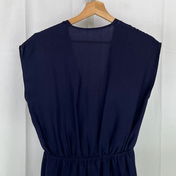 SESSUN Victorian Queen Silk Mini Dress Cap Sleeve Blouson Navy Blue Size XS - Picture 7 of 12
